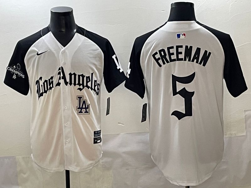 Men 2025 Los Angeles Dodgers #5 Freeman White black Five generations Joint Name Nike MLB Jersey style 52613